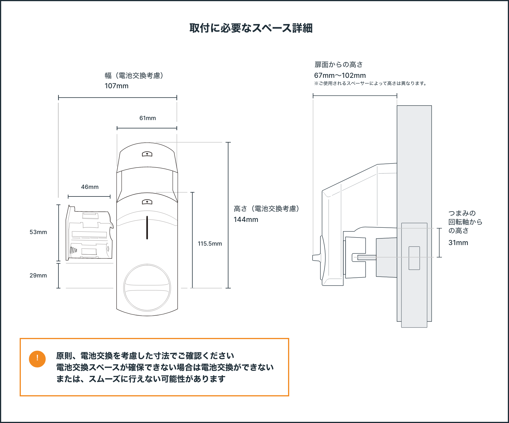 取付に必要なスペース詳細